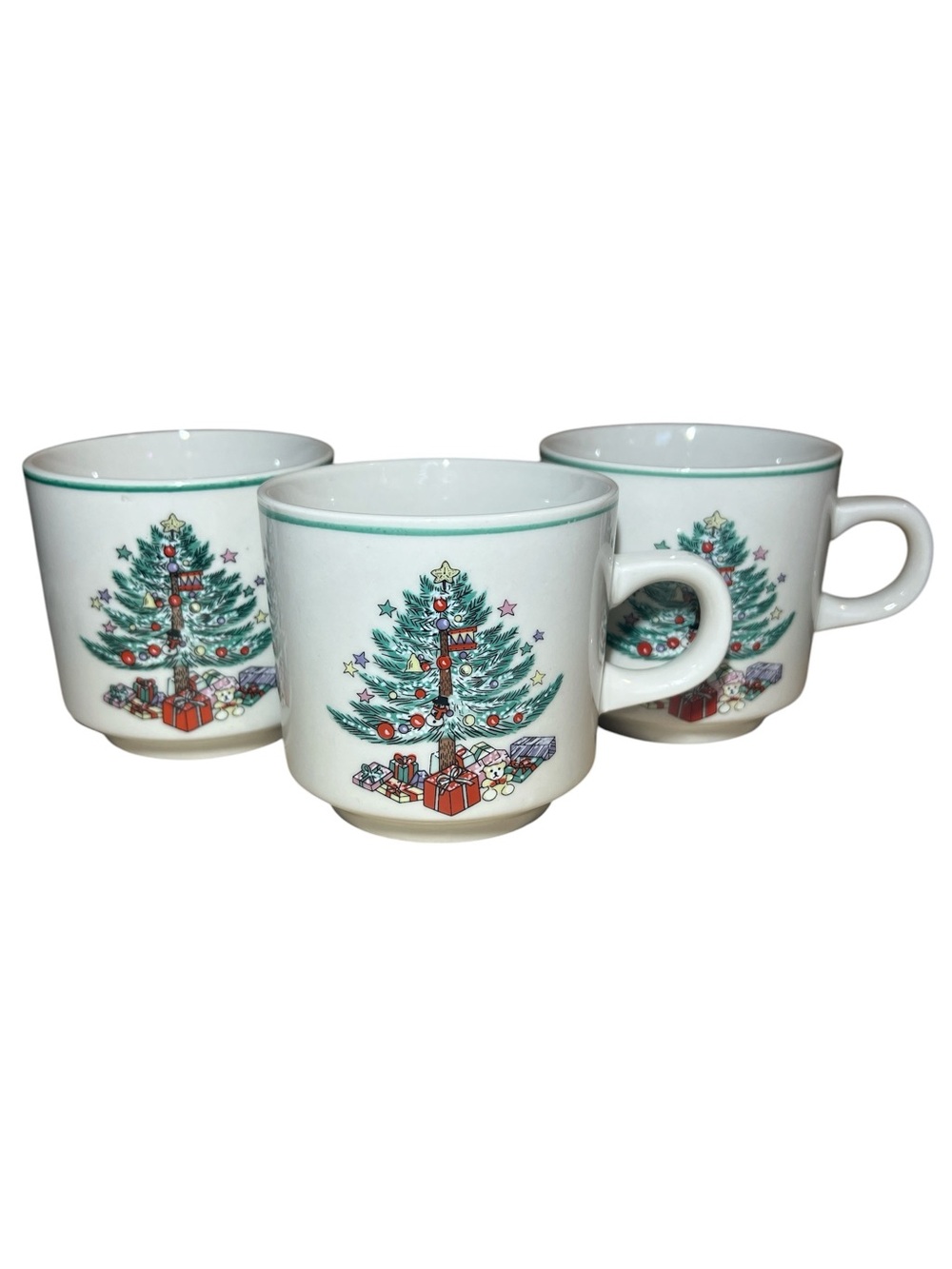 Gibson 90’s Vintage Holiday Christmas Tree Ceramic Mugs - Set of 3